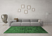 Machine Washable Persian Emerald Green Traditional Area Rugs in a Living Room,, wshtr1778emgrn