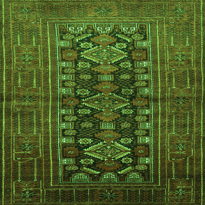 Round Machine Washable Persian Green Traditional Area Rugs, wshtr1778grn