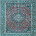 Square Machine Washable Persian Light Blue Traditional Rug, wshtr1779lblu