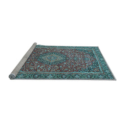 Sideview of Machine Washable Persian Light Blue Traditional Rug, wshtr1779lblu
