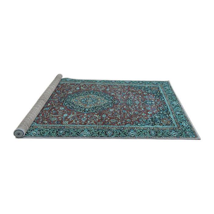 Sideview of Machine Washable Persian Light Blue Traditional Rug, wshtr1779lblu