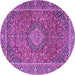 Round Machine Washable Persian Purple Traditional Area Rugs, wshtr1779pur