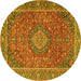 Round Machine Washable Persian Yellow Traditional Rug, wshtr1779yw