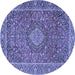 Round Machine Washable Persian Blue Traditional Rug, wshtr1779blu