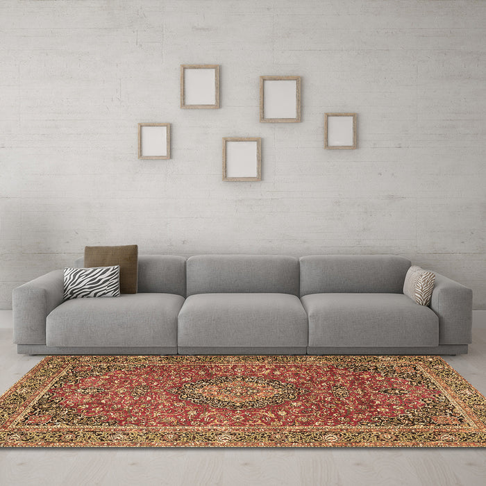 Machine Washable Persian Brown Traditional Rug in a Living Room,, wshtr1779brn