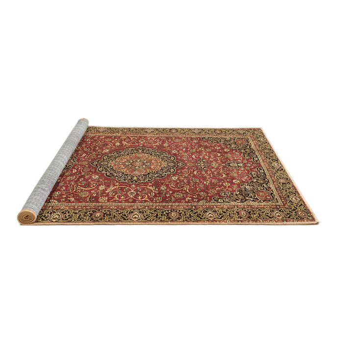 Sideview of Machine Washable Persian Brown Traditional Rug, wshtr1779brn