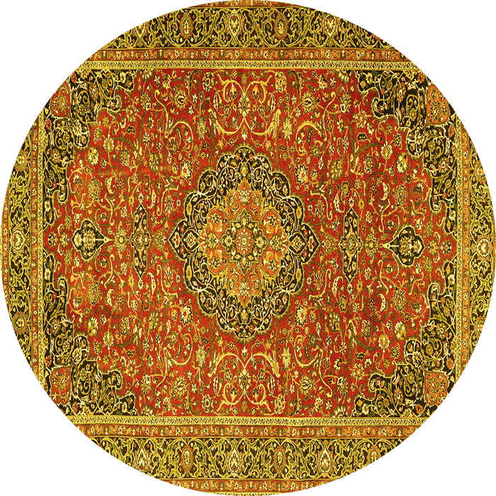 Round Persian Yellow Traditional Rug, tr1779yw