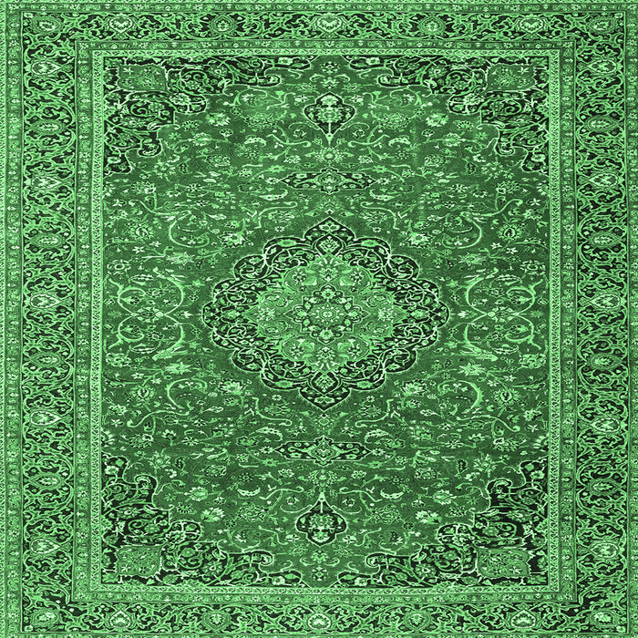 Square Machine Washable Persian Emerald Green Traditional Area Rugs, wshtr1779emgrn