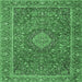 Square Machine Washable Persian Emerald Green Traditional Area Rugs, wshtr1779emgrn