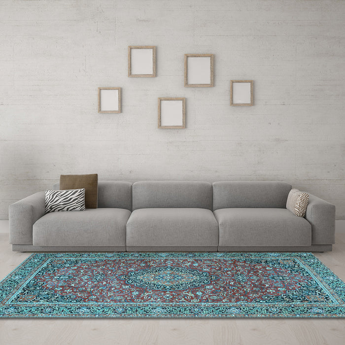 Machine Washable Persian Light Blue Traditional Rug in a Living Room, wshtr1779lblu