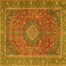 Square Machine Washable Persian Yellow Traditional Rug, wshtr1779yw