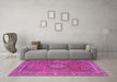 Machine Washable Persian Pink Traditional Rug in a Living Room, wshtr1779pnk