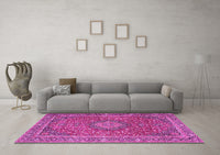 Machine Washable Persian Pink Traditional Rug, wshtr1779pnk