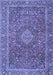 Machine Washable Persian Blue Traditional Rug, wshtr1779blu