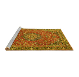 Sideview of Machine Washable Persian Yellow Traditional Rug, wshtr1779yw