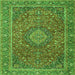 Round Machine Washable Persian Green Traditional Area Rugs, wshtr1779grn