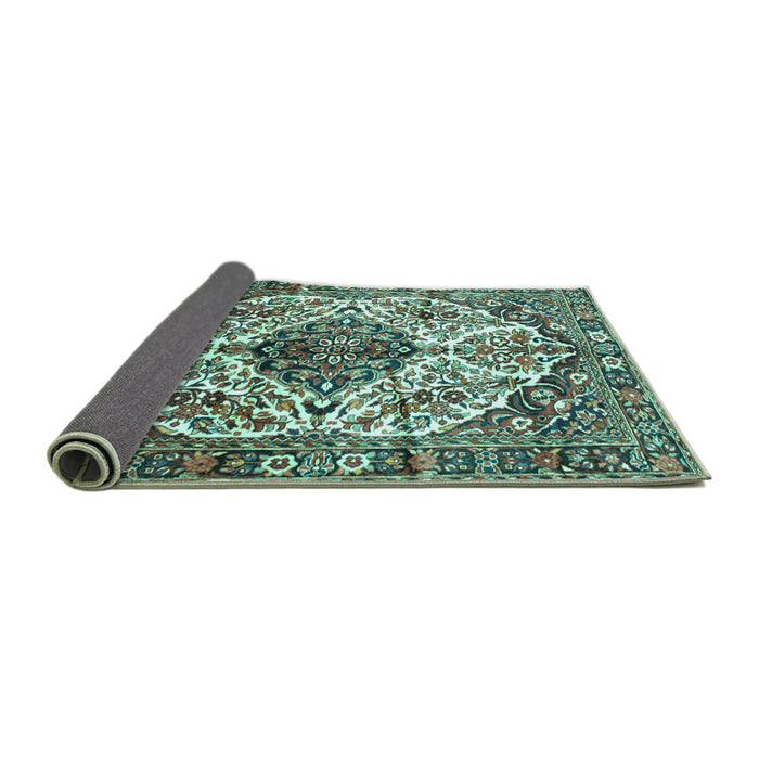 Sideview of Persian Turquoise Traditional Rug, tr177turq