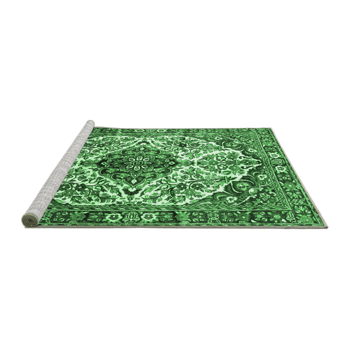 Sideview of Machine Washable Persian Emerald Green Traditional Area Rugs, wshtr177emgrn