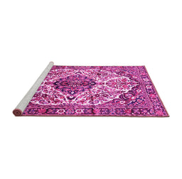 Sideview of Machine Washable Persian Pink Traditional Rug, wshtr177pnk
