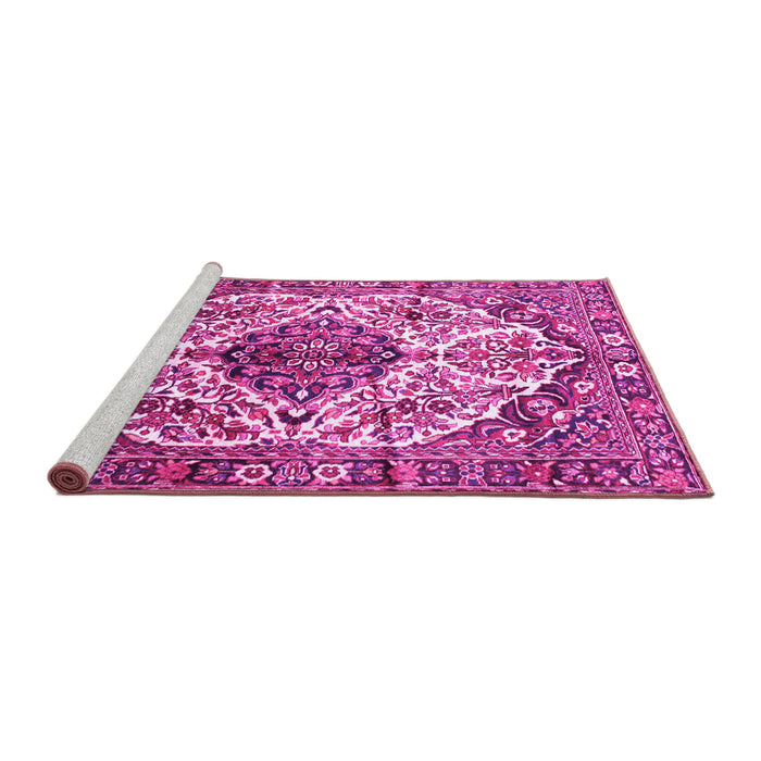 Sideview of Machine Washable Persian Pink Traditional Rug, wshtr177pnk