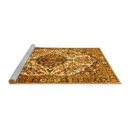 Sideview of Machine Washable Persian Yellow Traditional Rug, wshtr177yw