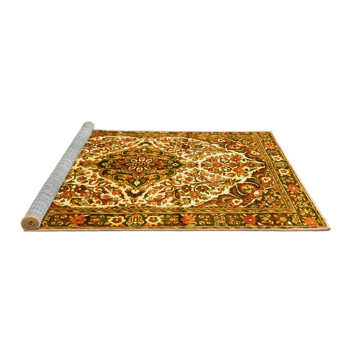 Sideview of Machine Washable Persian Yellow Traditional Rug, wshtr177yw