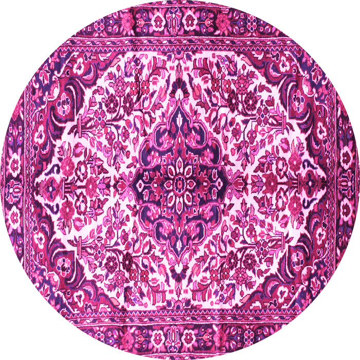 Round Machine Washable Persian Pink Traditional Rug, wshtr177pnk