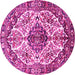 Round Machine Washable Persian Pink Traditional Rug, wshtr177pnk