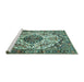 Sideview of Machine Washable Persian Turquoise Traditional Area Rugs, wshtr177turq