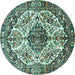 Round Persian Turquoise Traditional Rug, tr177turq