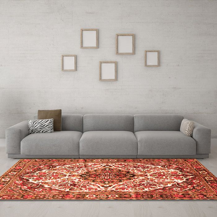 Machine Washable Persian Orange Traditional Area Rugs in a Living Room, wshtr177org