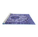 Sideview of Machine Washable Persian Blue Traditional Rug, wshtr177blu