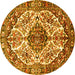 Round Persian Yellow Traditional Rug, tr177yw