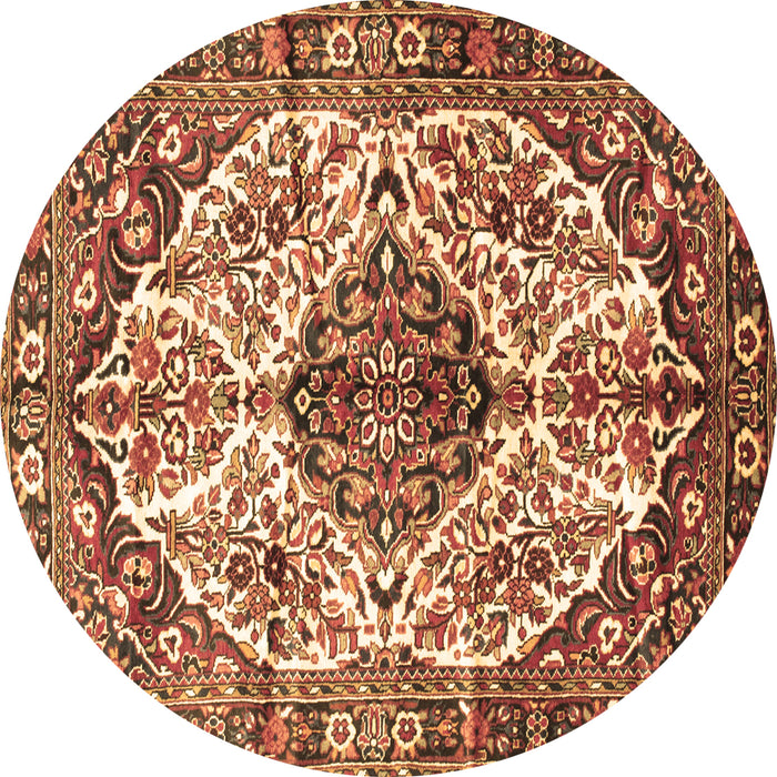 Round Persian Brown Traditional Rug, tr177brn