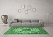 Machine Washable Persian Emerald Green Traditional Area Rugs in a Living Room,, wshtr177emgrn