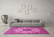 Machine Washable Persian Pink Traditional Rug in a Living Room, wshtr177pnk