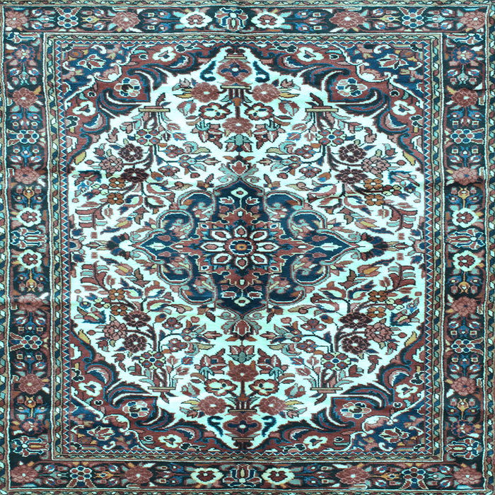 Square Machine Washable Persian Light Blue Traditional Rug, wshtr177lblu