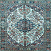 Square Machine Washable Persian Light Blue Traditional Rug, wshtr177lblu