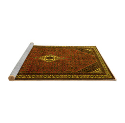 Sideview of Machine Washable Persian Yellow Traditional Rug, wshtr1780yw