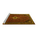 Sideview of Machine Washable Persian Yellow Traditional Rug, wshtr1780yw