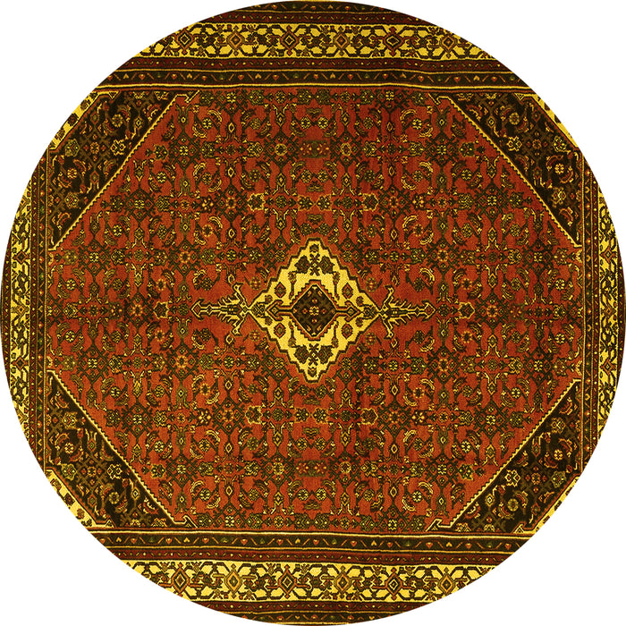Round Persian Yellow Traditional Rug, tr1780yw