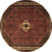 Round Persian Brown Traditional Rug, tr1780brn