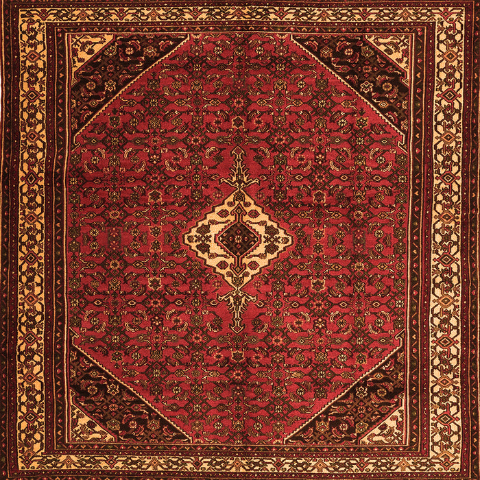 Round Machine Washable Persian Orange Traditional Area Rugs, wshtr1780org