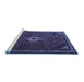 Sideview of Machine Washable Persian Blue Traditional Rug, wshtr1780blu