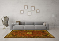 Machine Washable Persian Yellow Traditional Rug, wshtr1780yw