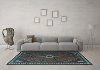 Machine Washable Persian Light Blue Traditional Rug, wshtr1780lblu