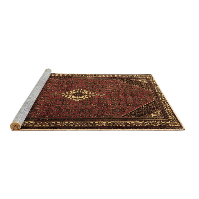 Sideview of Machine Washable Persian Brown Traditional Rug, wshtr1780brn