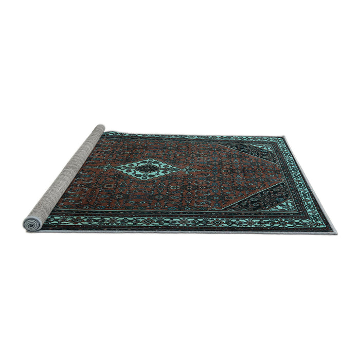 Sideview of Machine Washable Persian Light Blue Traditional Rug, wshtr1780lblu
