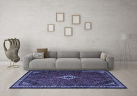 Machine Washable Persian Blue Traditional Rug, wshtr1780blu