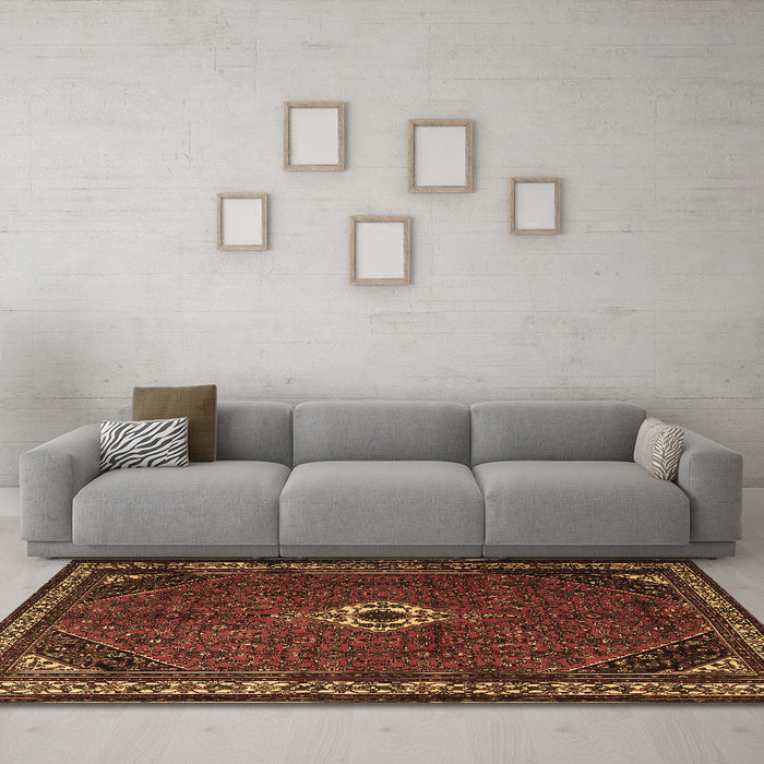 Machine Washable Persian Brown Traditional Rug in a Living Room,, wshtr1780brn